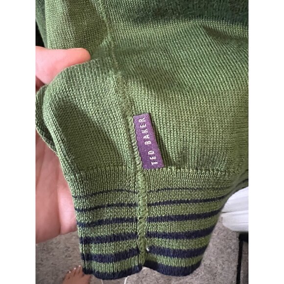 Ted Baker Mens Green Crewneck Sweater With Button Detail Size 6 Cotton Blend Lon - Picture 5 of 10